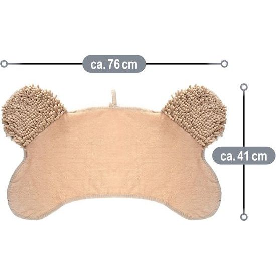 Hondenhanddoek - droogdoek met gulp - chenille drooghanddoek - huisdierhanddoek met handzakken - extra absorberend - badhanddoek voor huisdieren (1 stuk - beige)