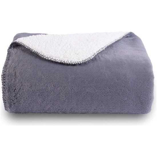 Fleecedeken, 600GSM ultrazachte en warme flits in het licht pluche deken voor slaapbank, herfst, winter en lente, 150 x 200 cm, grijs