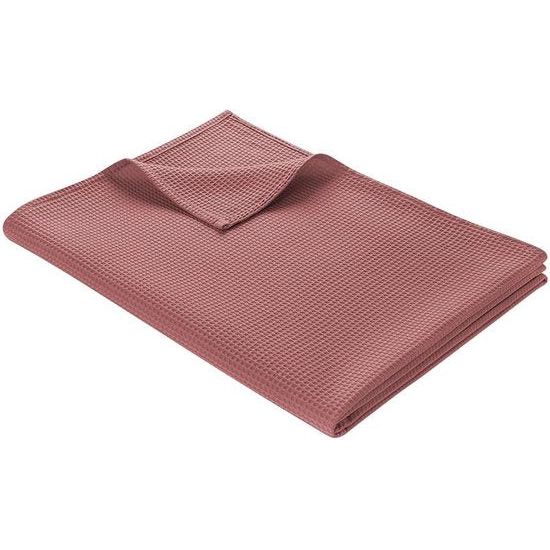 Deken van katoen, wafelpiqué, lichte knuffeldeken van 100% katoen, luchtige plaid, veelzijdig inzetbaar, onderhoudsvriendelijke deken, roze, 150 x 200 cm