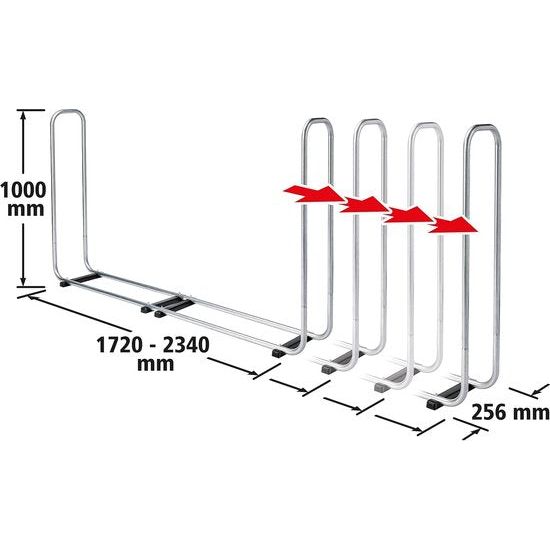 Stacking Aid voor Brandhout 5122000 / Verstelbare open haardopslag voor de buitenruimte gemaakt van gegalvaniseerd staal / max. Volume: 1,17 m³