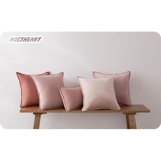 Kussensloop, 45 x 45 cm, roze, set van 4 fluwelen kussenslopen, kussenovertrekken, roze kleurverloop, decoratief kussen met verborgen ritssluiting, voor bank, slaapkamer, woonkamer, balkon