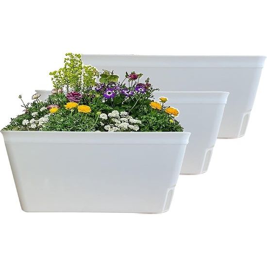 Zelfwater gevende plantenpot, mat wit, set van 3