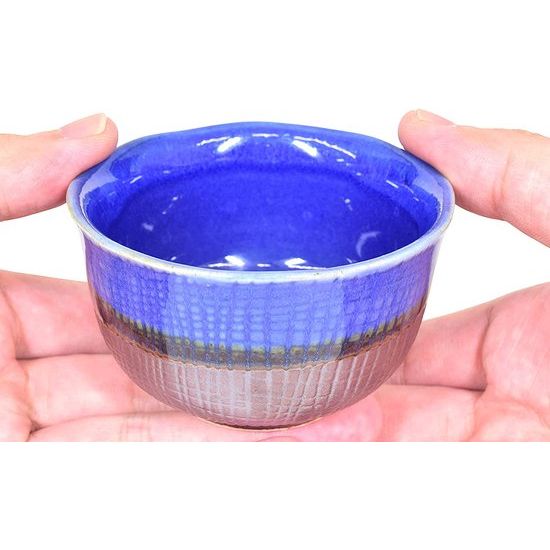 Traditionele Japanse Yunomi Cups 80ml Mini Matcha Bowl Blauw TEKKOKU AI Design voor Groene Thee Matcha Thee Set van 2