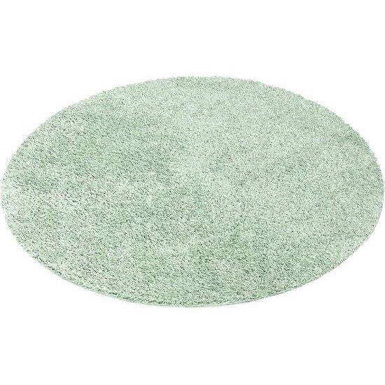 Hoogpolig, shaggy woonkamertapijt, effen, groen, rond, 200 cm diameter, hoogpolig slaapkamertapijt, effen, zacht en pluizig, modern