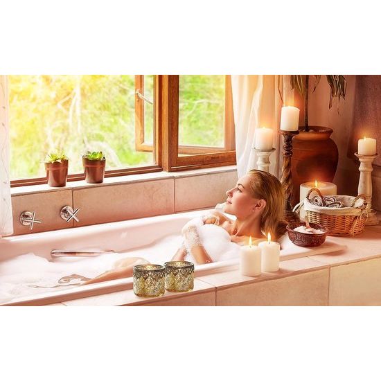 Set van 2 glazen theelichthouders kaarsglazen theelichtglazen cadeau cilindrische vorm koninklijk goud diameter 10 cm x hoogte 9 cm