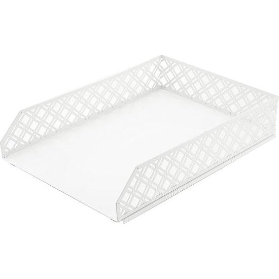 bureau-organizer 4-delige kantoorset/tafelbladplank metalen rooster Inclusief: A4 brievenbakje x 1, A4 krantenrek x 1, brievenhouder x1, pennenhouder x 1 - wit