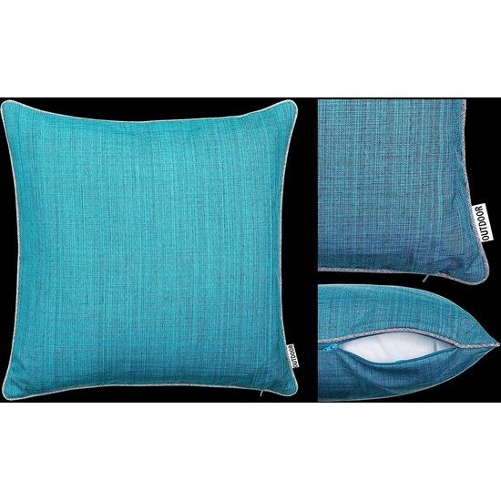 Outdoor tuinkussen decoratief kussen met biezen, linnen look, effen, vuil- en waterafstotend, met ritssluiting, 45 x 45 cm, set van 4, turkoois