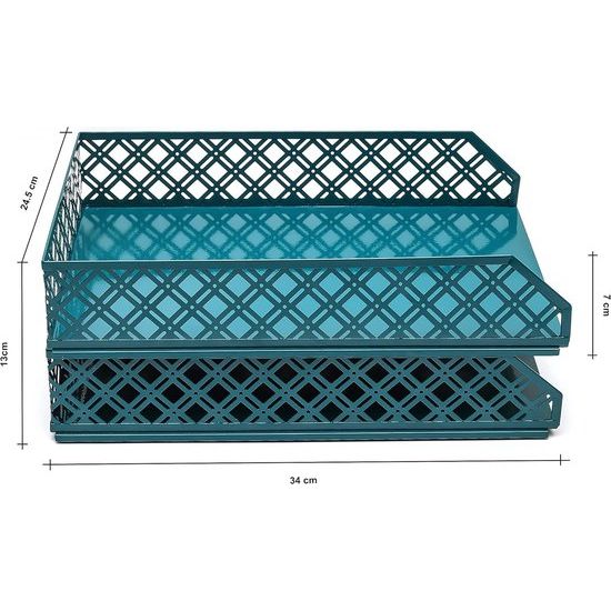 Brievenbakken, 2 stuks stapelbare papiersorteerder/bureau-organizer/dossierbak voor bureau, metalen archiefrek van gaas, kantoor, school, thuisstudie