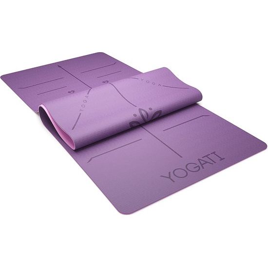 YOGATI milieuvriendelijke yogamat TPE, non-slip en dikke yogamat. Yoga Matten met Body Alignment Lines. Perfect Pilates Mat voor workout oefening, Gym en Fitness Violet