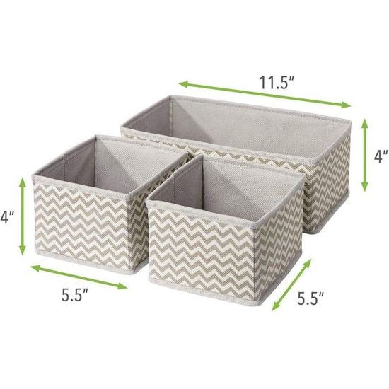 Opbergdoos, ademende stoffen box voor sokken, ondergoed, leggings etc., veelzijdige organizer met lades voor slaap- en kinderkamers, taupe/natuurlijk wit, 6er-Set