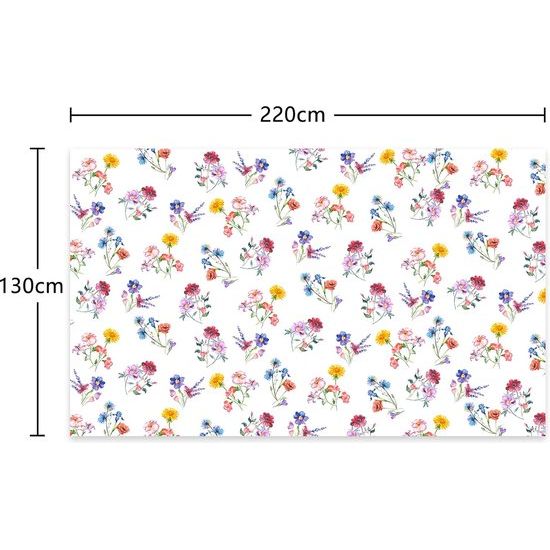 Watercolour Flowers Tablecloth Spring Summer Garden Tablecloth Outdoor Washable Machine Washable Tablecloth for Garden, Picnic, Party, Garden, Living Room, Home Textiles 130 x 220 cm