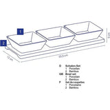 Witte schaalset Philipa porselein 4-delig 33,5x12,0x5,0cm, 33.5 x 12 x 5 cm