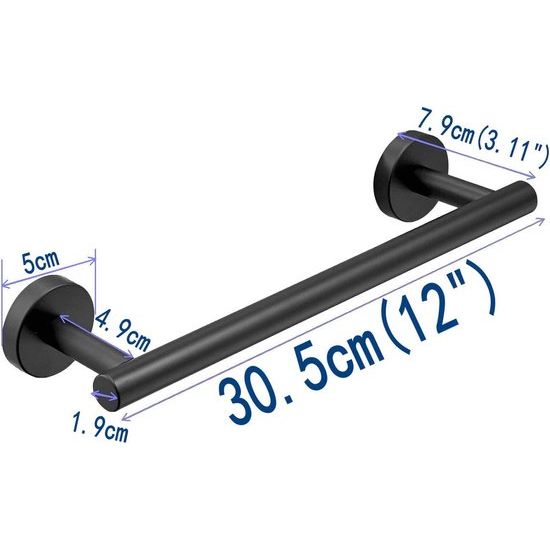 Modern badkamerhanddoekrek roestvrij staal zwart geverfd 30 cm handdoekrek elegante wandhouder Leekayer
