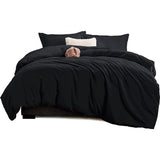Beddengoed 240 x 260 cm, 3-delig zwart - dekbedovertrek 240 x 260 cm met kussenslopen 40 x 75 cm, beddengoedsets 260 x 240 cm, van microvezel met ritssluiting, zacht en strijkvrij