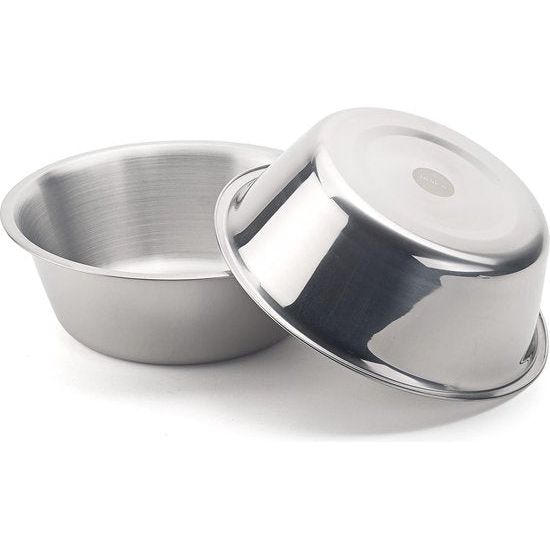 Hoogwaardige hondenbak, voerbak en drinkbak van geborsteld roestvrij staal, vaatwasmachinebestendig, voerbak (2x L / 2,2 l / 23,5 cm)