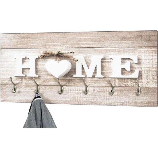 Wandgarderobe, MDF, natuurlijke roestvrijstalen look, 90 x 8 x 40 cm