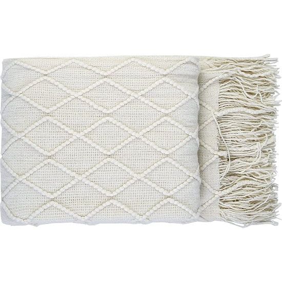 Woondeken, zacht gebreide wollen deken, kwastjes, knuffeldeken, sofadeken, slaapdeken, deken, deken, beige, 125 x 210 cm