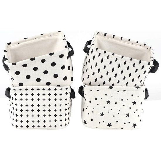 4 stuks stof bovenop, organizer met handgreep, waterdicht, 100% linnen & katoenweefsel, bovenop, story voor bureau en organizer