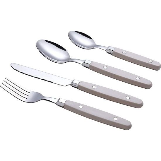 Bestekset 24-delig roestvrij staal - met niet-knutselgrepen / bestek in retrostijl - 6 x eetvorken, 6 x eetmessen, 6 x eetlepels, 6 x theelepels - 6 (crème)