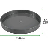 mDesign 9" Diameter Keukenplank Lazy Susan - Handig Keukenkast Kruidenrek - Roterende Plastic Kruidenhouder - Houtskoolgrijs