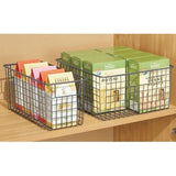 Multifunctionele mand van metaaldraad – flexibele opbergmand voor de keuken, voorraadkamer enz. – compacte en universele draadmand met handgrepen – grijs