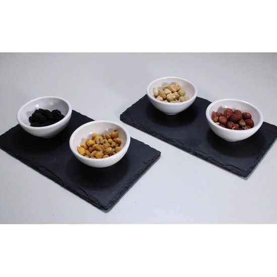 Kleine keramische schalen, set van 6 - serveerschalen voor tapas, dips, dessert, snacks, sushi en meer - kleurrijke en individueel gedessineerde, handgemaakte kommen - 80 ml, 8 x 4 cm (witte