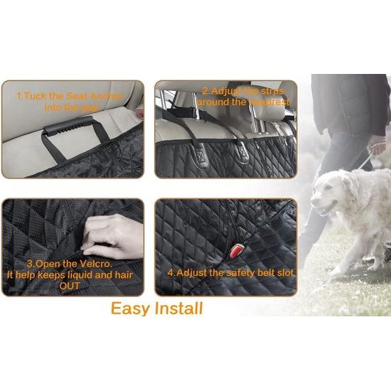 Waterdichte kinderstoelonderlegger, hondendeken, achterbank, autodeken, hondenachterbank met veiligheidsgordel, krasbestendig, hondenachterbank, auto, kinderzitje, universele pasvorm, vrachtwagens, personenauto's