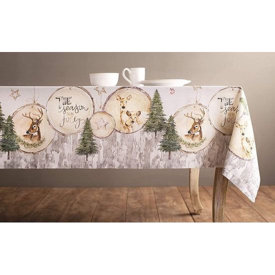 Mountain Life Tafelkleed van 100% katoen, voor keuken, diner, tafelblad, decoratiefeesten, bruiloften, Thanksgiving, Kerstmis, rechthoekig, 140 cm x 180 cm