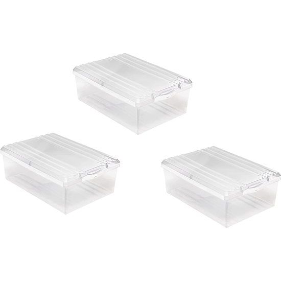 Home essential Schoenendoos Shoe Box met ventilatiegaten en deksel kunststof, 8 l, set van 3 stuks