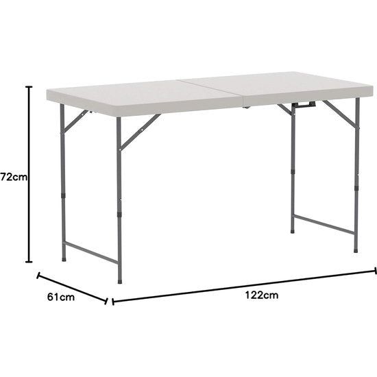 Klaptafel Zwaar uitgevoerd Extra sterk Kampeerbuffet Bruiloft Markttuin Feest Kofferbak Picknick Rolstandaard Inklapbaar handvat Wit 1,20 m
