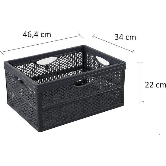 Klapbox, praktische en universele klapbox met een inhoud van 32 liter, gemaakt van BPA-vrij kunststof, in antraciet.