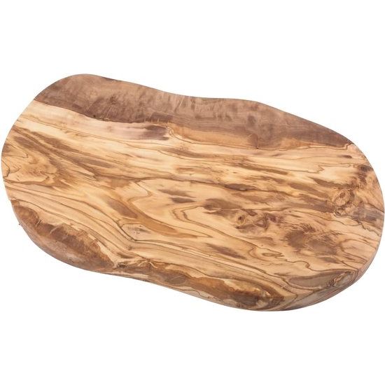 Plank van olijfhout, olijfhouten plank, snijplank, houten plank, ontbijtplank, steakplank, natuurlijke snit (28-32 cm)