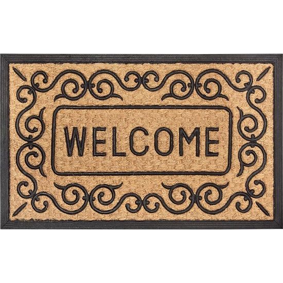 Kokosmat voor binnen en buiten, vuilvangmat, naturel, kokosmat voor buiten, weerbestendig en antislip, voor hal, terras, entree, 45 x 75 cm