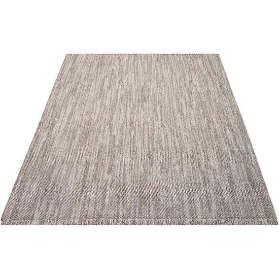 Laagpolig vloerkleed voor de woonkamer – taupe – 120 x 170 cm – vloerkleden in boho-stijl met franjes – effen – slaapkamer, eetkamer