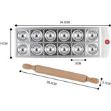 Ravioliplank, ronde uitsteekvormpjes raviolivorm met deegroller en snijrand frame, 12 ronde vormen
