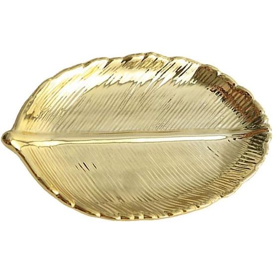 Golden Leaf Shaped Kleine keramische sieraden ring snack dessert serveerbord halsketting armbandhouder lade organizer - klein bladgoud