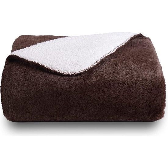 Luxe fleece deken, 600 g/m², ultra zacht en warm knipperend, lichte pluche deken voor slaapbank, herfst, winter en lente, 150 x 200 cm, bruin