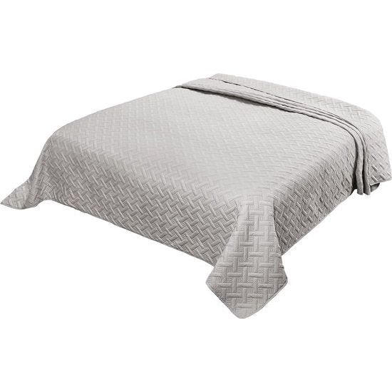 Sprei, bedsprei met geometrisch patroon, slaapkamer woondeken, zacht en huidvriendelijk, dekbed van microvezel met ultrasoon genaaid, gewatteerde deken voor bed, 170 x 210 cm, lichtgrijs