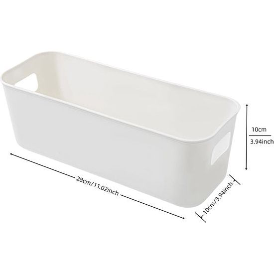 Opbergmand van kunststof, 30 cm, 6 stuks opbergmanden met handgrepen, kleine organizer voor badkamer, rek, keukenkast, rek (wit)