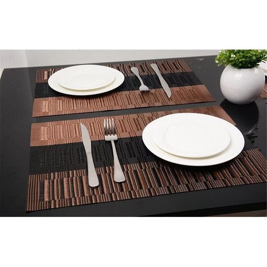 Set van 6 placemats, 30 x 45 cm, antislip, afwasbaar, gemaakt van pvc, hittebestendig, kwetsbaar en wasbaar, voor keuken en eetttafel