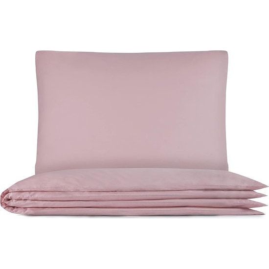 Deluxe Beddengoedset, 155 x 220 cm, 100% katoen, dekbedovertrek met kussensloop 80 x 80 cm, hoogwaardig dekbedovertrek met ritssluiting, made in EU, poederroze, 155 x 220 cm