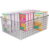 mDesign Alles-in-één Metalen Draadmand - De Flexibele Opbergmand voor Keuken, Voorraadkast, enz. - Universele Draadmand met Handvatten - Donkergrijs