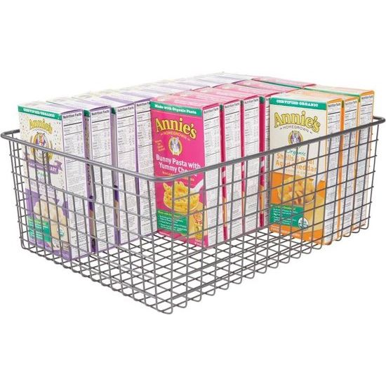 mDesign Alles-in-één Metalen Draadmand - De Flexibele Opbergmand voor Keuken, Voorraadkast, enz. - Universele Draadmand met Handvatten - Donkergrijs