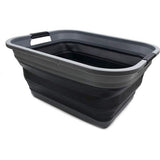 Inklapbare plastic wasmand van 41 liter, opvouwbare pop-up-opbergcontainer/organizer, draagbare wasbuis, ruimtebesparende hamper/mand (grijs/zwart)