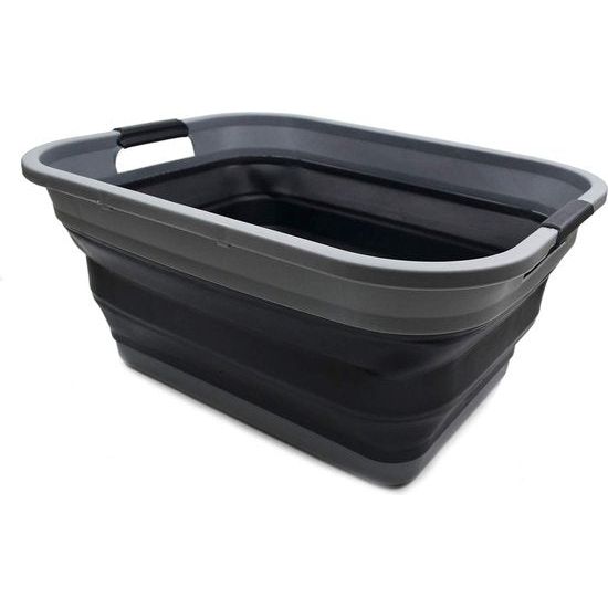 Inklapbare plastic wasmand van 41 liter, opvouwbare pop-up-opbergcontainer/organizer, draagbare wasbuis, ruimtebesparende hamper/mand (grijs/zwart)
