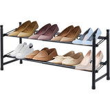 Schoenenrek van metaal, verstelbaar en uitbreidbaar schoenenstandaard, zwart, sterk en robuust, voor hal, woonkamer, slaapkamer, garage, kledingkast (1 pak met 2 treden)