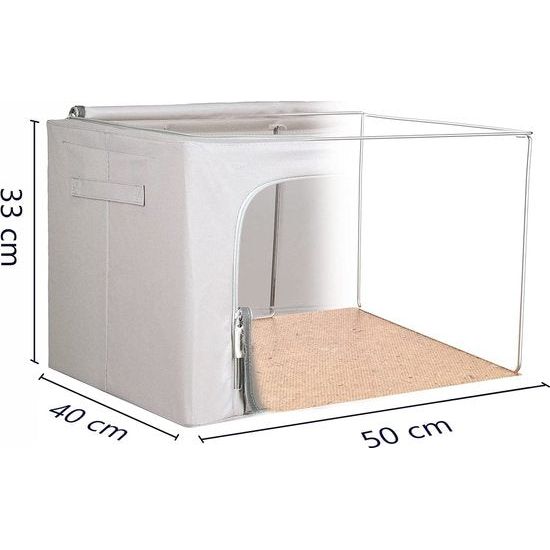 Vaste opvouwbare kledingopbergdoos met ritssluiting, metalen frame - opbergtas voor dekbedden, kleding, beddengoed - stevige opbergdoos voor kleding - stapelbare kledingdozen