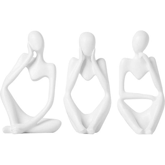 3 stuks denkers standbeelden decoratie, abstract beeldje hars sculptuur figuren denker decoratie woonkamer boekenkast slaapkamer kantoor