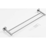 Badkamerhanddoekhouder, 40 cm, dubbele arm, geborsteld nikkel, handdoekring, roestvrij staal, voor wandbevestiging