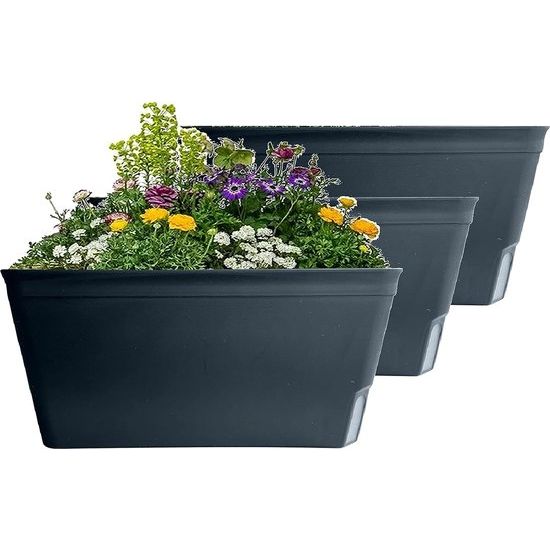 Lazy Planters Zelfwater gevende plantenpot, matzwart, set van 3
